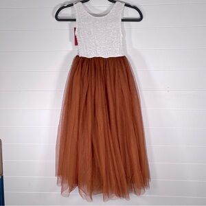 2Bunnies Burnt Orange Lace Back Tutu Tulle Flower Girl Dress New!
